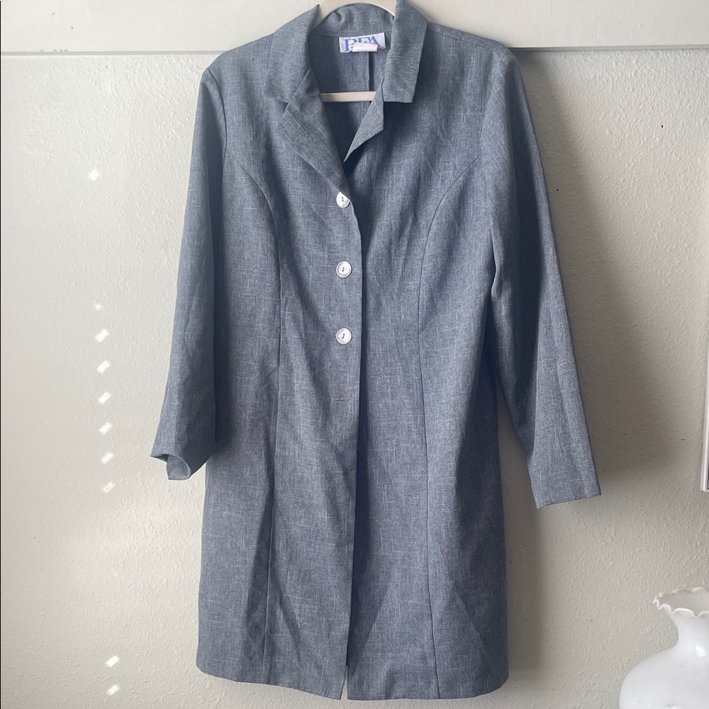 Vintage BFA Classics gray long button front duster blazer